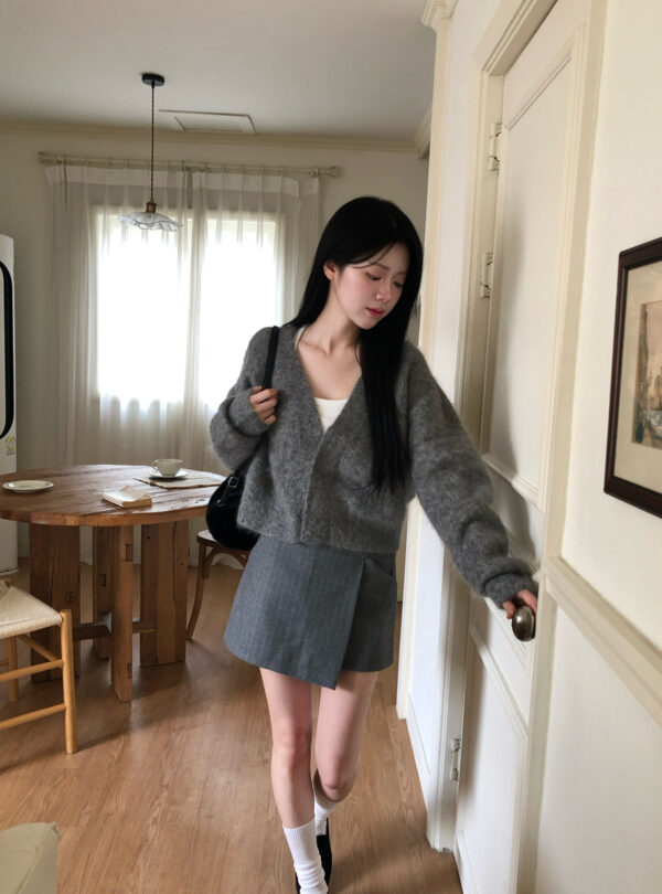 W26 波爾多的毛呢條紋顯瘦褲裙