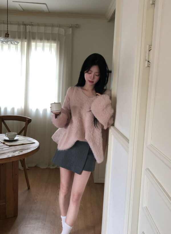 W26 波爾多的毛呢條紋顯瘦褲裙