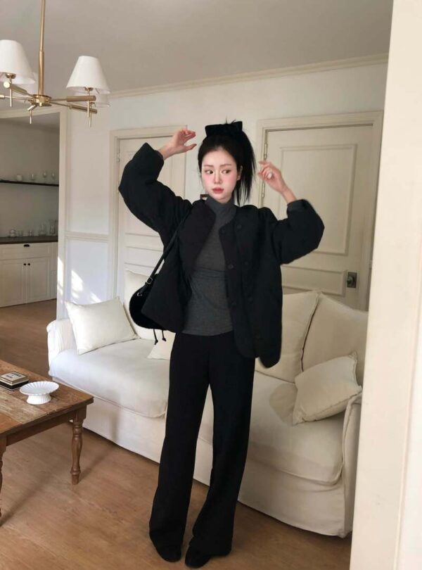 1 (69) W22 Seville塞維亞的鬆緊腰坑條直筒褲