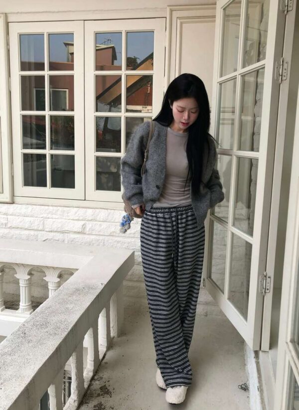 W29 Berryboi貝里貝伊的絨毛軟軟條紋棉褲