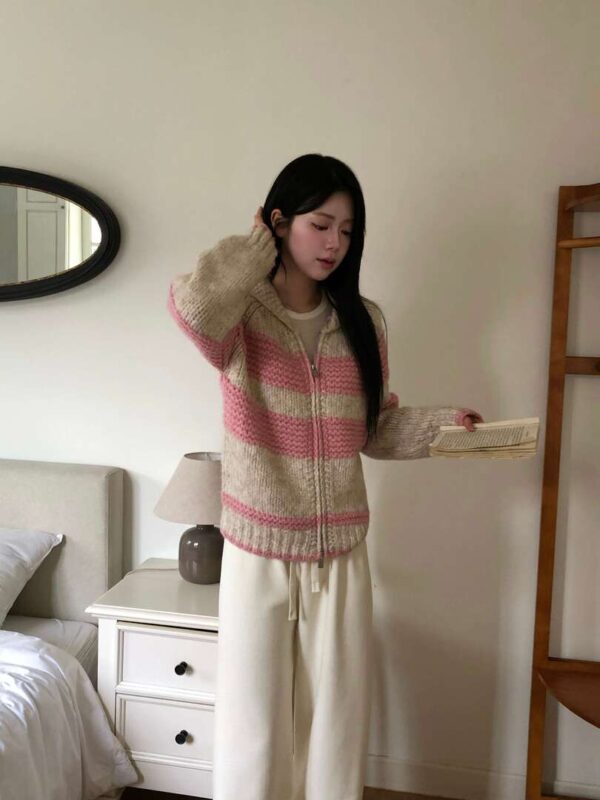 1 (85) W15 科馬爾的小翻領柔軟條紋針織外套