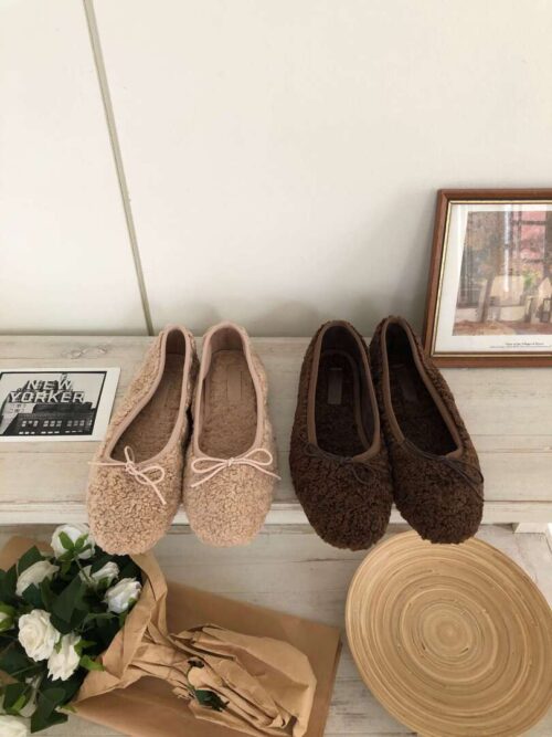 W36 Candie坎蒂的泰迪毛毛蝴蝶結瑪麗珍鞋