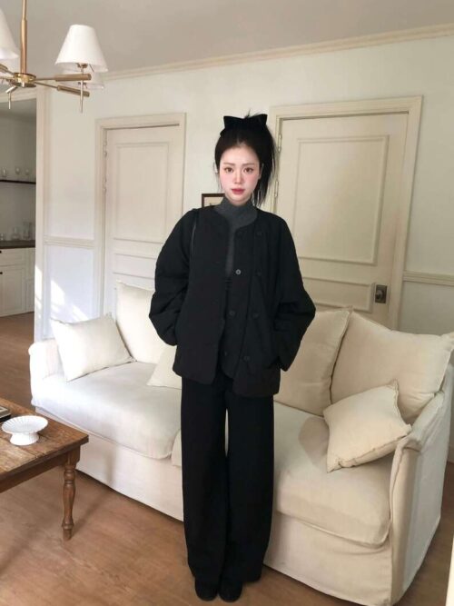 W22 Seville塞維亞的鬆緊腰坑條直筒褲