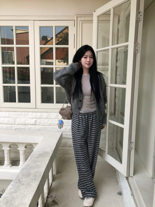 W29 Berryboi貝里貝伊的絨毛軟軟條紋棉褲