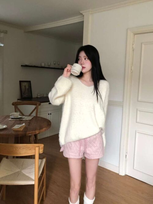 W48 Camille卡米爾的菱格紋棉質短褲