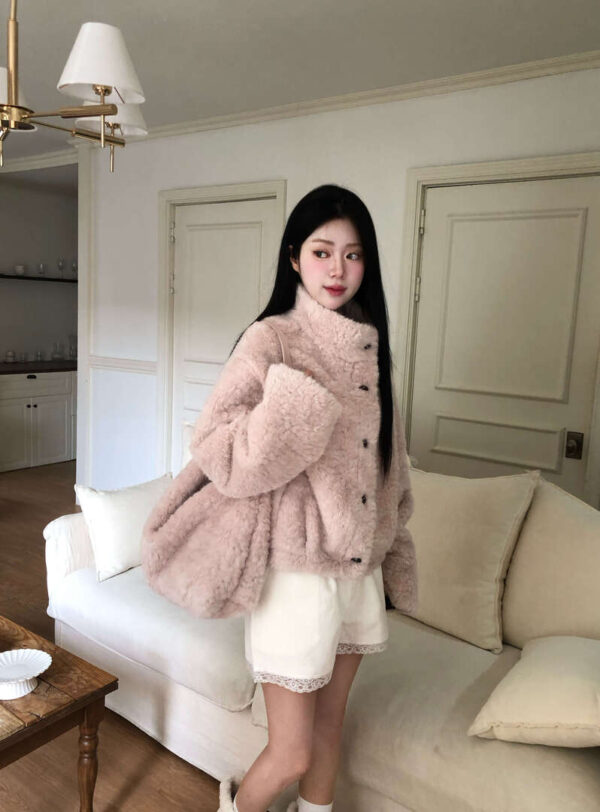 W01 Hanna哈娜的格紋毛毛外套+毛毛包