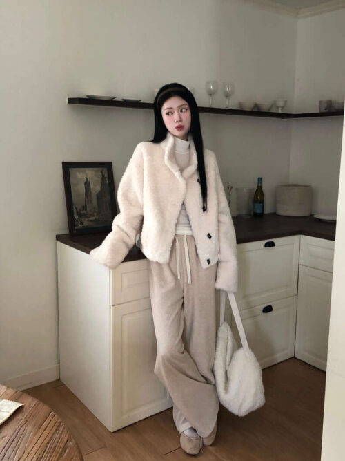 W16 溫莎城堡的內絨毛柔軟直筒棉褲