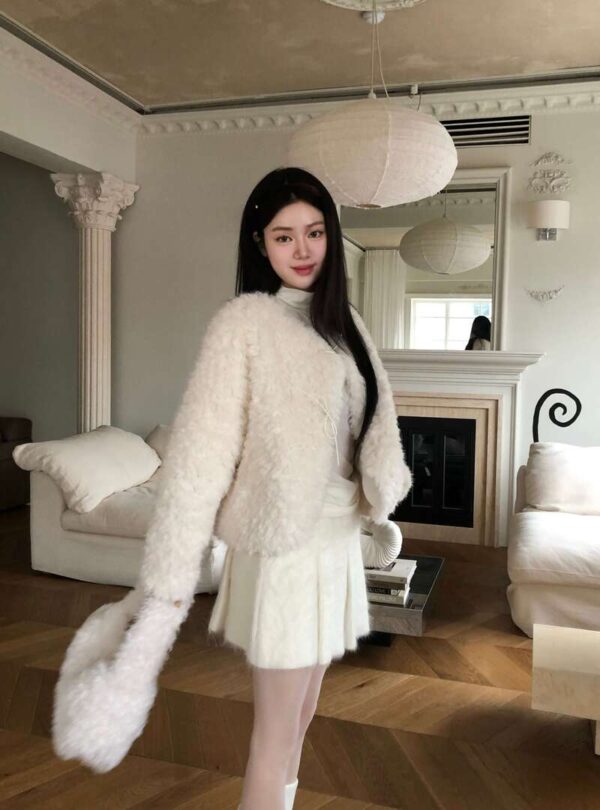 Y10 Callie卡莉的晚宴細閃毛毛鬆緊腰百褶裙