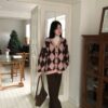 W30 羅茜的草莓可麗露菱格毛毛外套