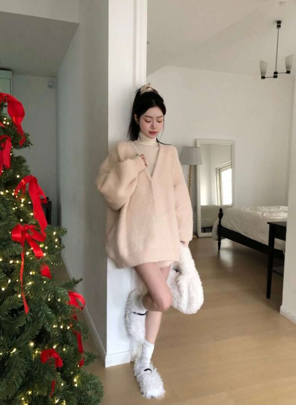 Y08 Seville塞維亞的柔粉短絨毛外套