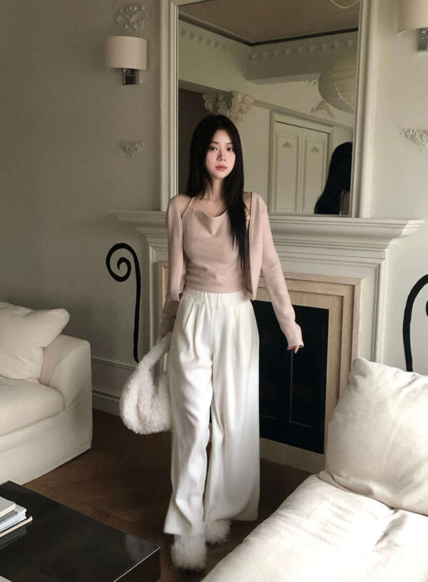 Y30 午後的冬季巴黎純白套裝set