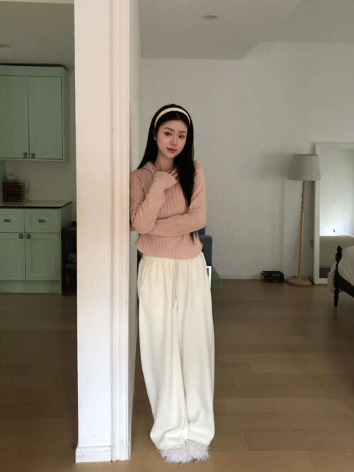 Y19 愛丁堡的軟絨毛直筒長褲