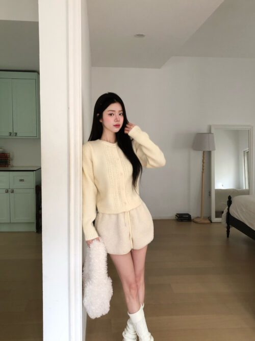 Y20 布魯克林的柔軟拼接麻花針織上衣外套