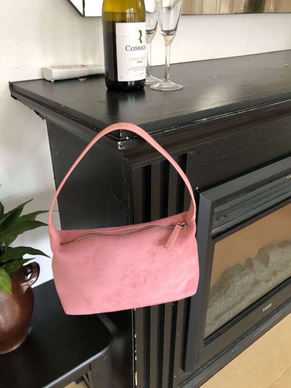 Y47 黛米的巴黎粉色麂皮手提包