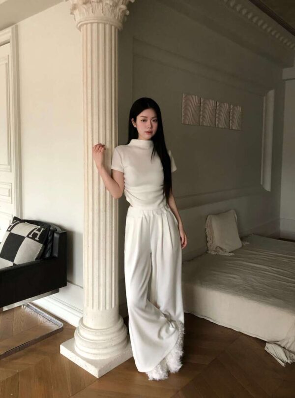 Y30 午後的冬季巴黎純白套裝set