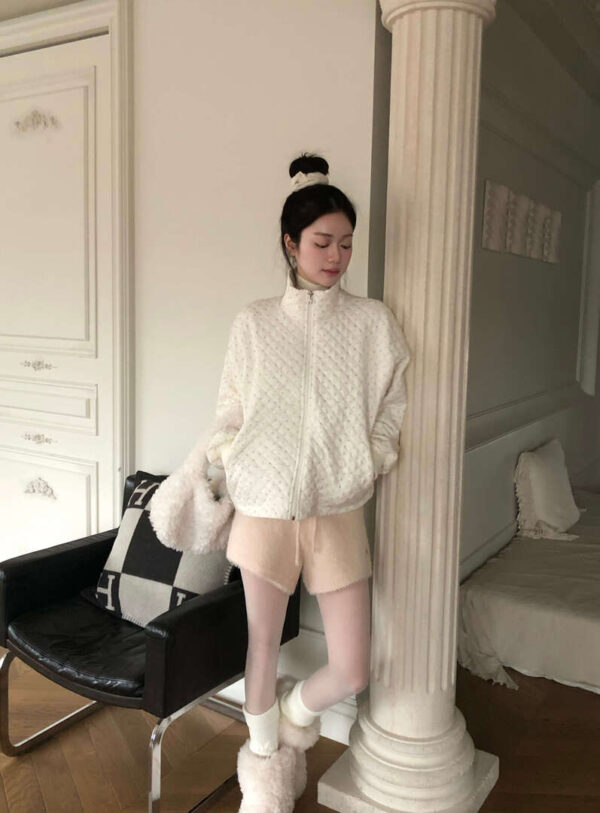 Y32 Hepburn赫本假期的嫩粉小花鋪棉外套