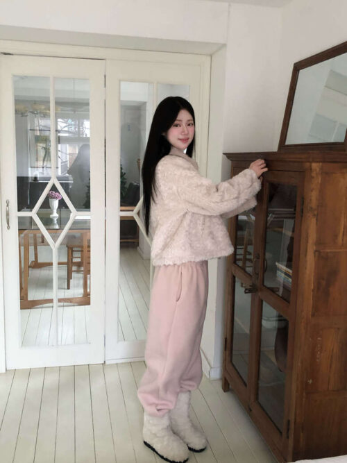 W24 聖托里尼的軟Q內絨毛縮口棉褲