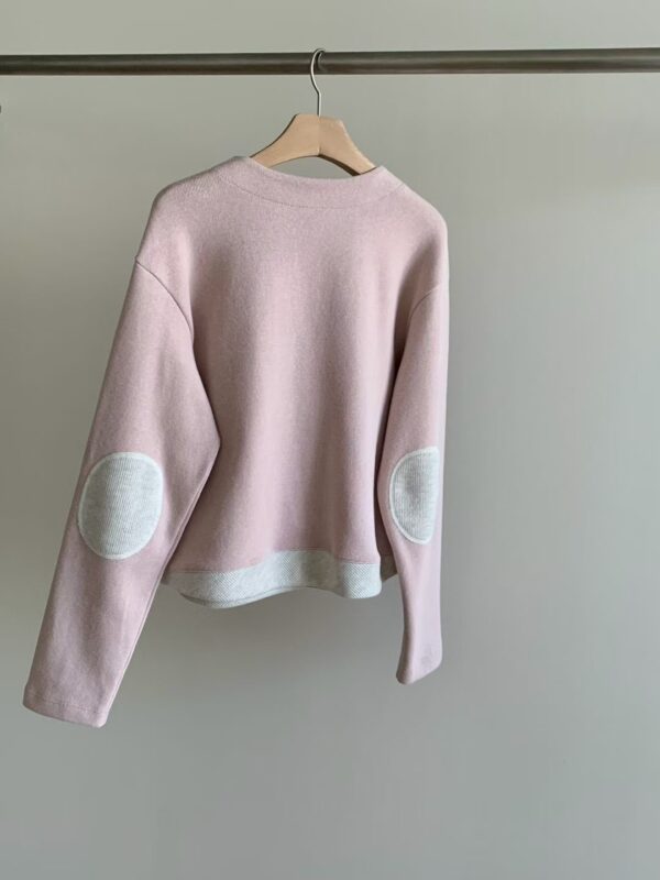 Y04 Serafie瑟拉菲的愛心格紋柔粉拼接針織上衣