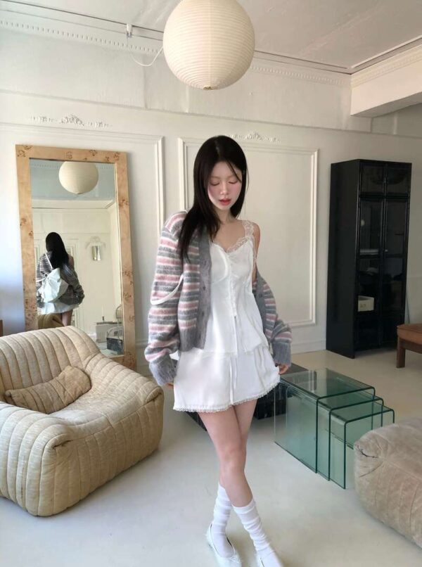 1 (19) Z20 佛羅倫薩的玫瑰園條紋羊毛針織外套