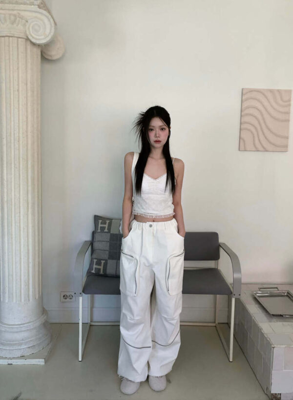 Z07 奧菲莉亞的設計師時髦大口袋直筒褲