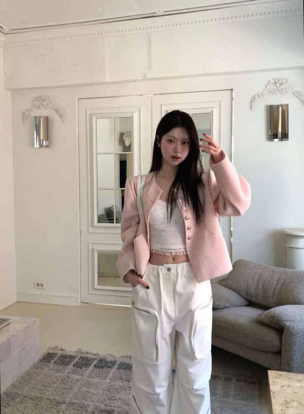 Z07 奧菲莉亞的設計師時髦大口袋直筒褲