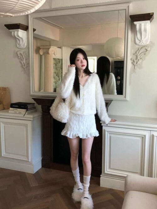 Z42 Hugo雨果的小花蕾絲荷葉裙子