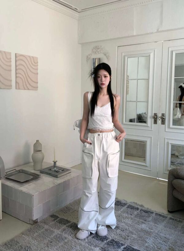 Z07 奧菲莉亞的設計師時髦大口袋直筒褲