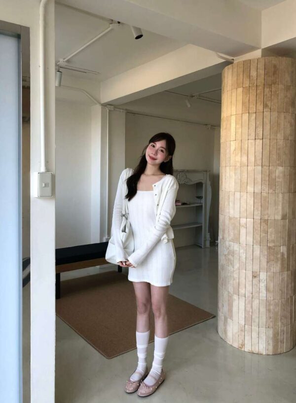 1 (25) AB02 Audrey奧黛麗的針織蕾絲背心洋裝+小外套set