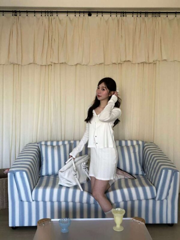 1 (26) AB02 Audrey奧黛麗的針織蕾絲背心洋裝+小外套set