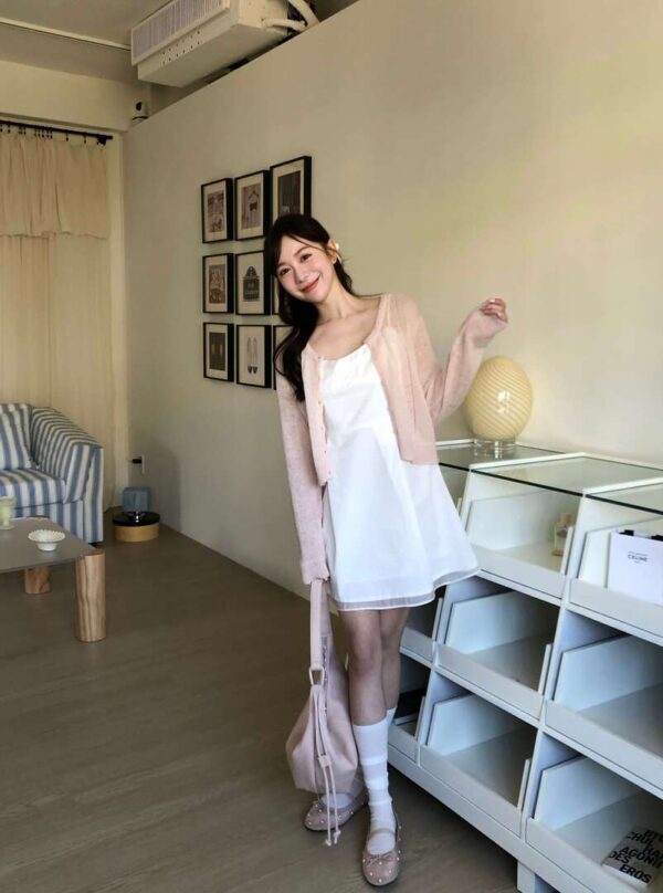 AB04 杜樂麗花園的典雅拼接網紗短洋裝