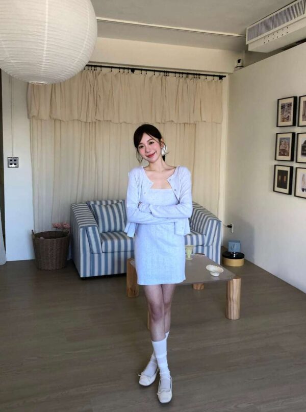 1 (42) AB02 Audrey奧黛麗的針織蕾絲背心洋裝+小外套set