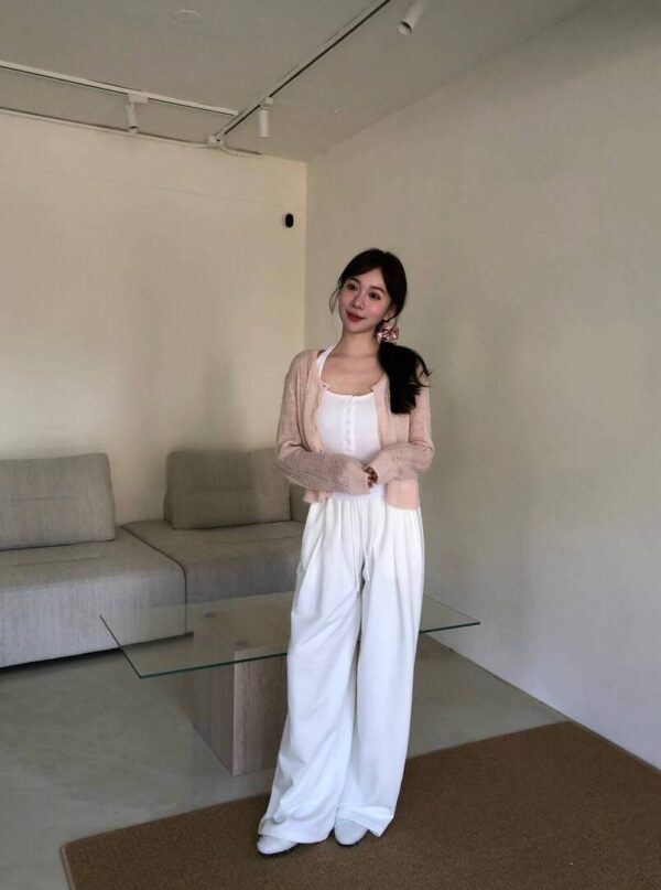 AB22 Luna露娜的設計師彈力鬆緊腰直筒棉褲