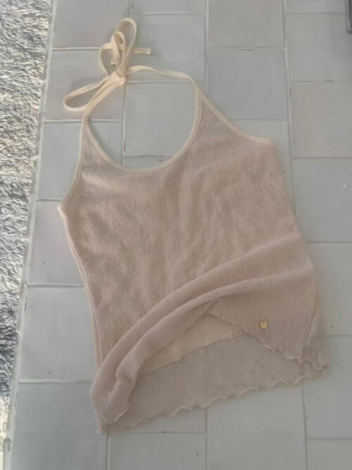 AB45 Marian瑪麗安的柔軟布蕾絲繞脖背心