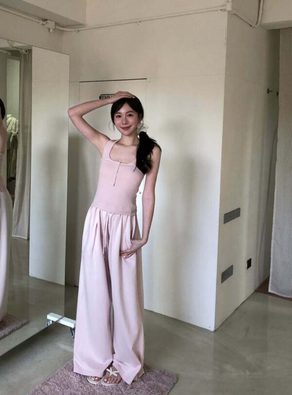 AB22 Luna露娜的設計師彈力鬆緊腰直筒棉褲