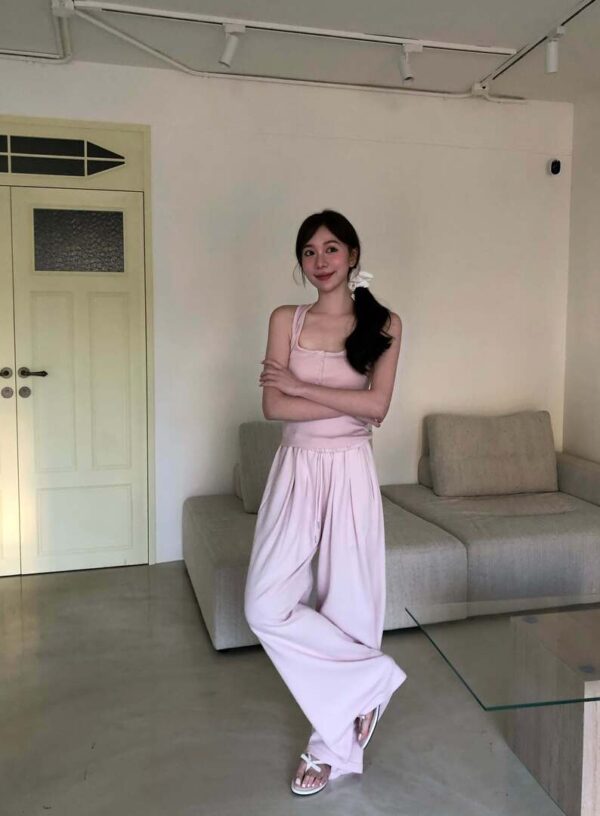 AB22 Luna露娜的設計師彈力鬆緊腰直筒棉褲