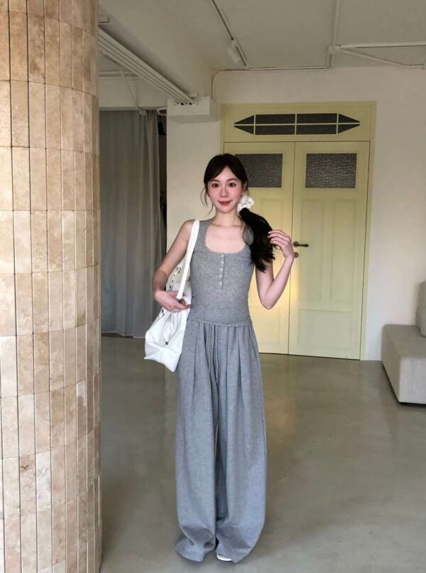 AB22 Luna露娜的設計師彈力鬆緊腰直筒棉褲