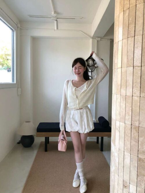 AB19 Rosalie羅莎莉的小花蕾絲蝴蝶結花苞短褲