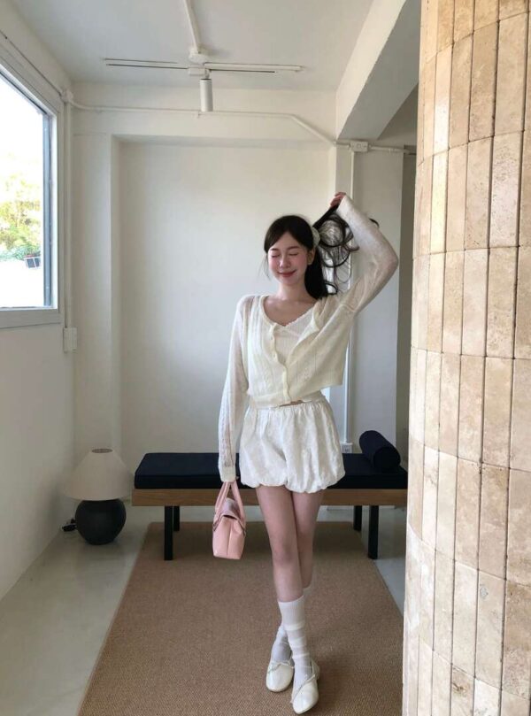 AB19 Rosalie羅莎莉的小花蕾絲蝴蝶結花苞短褲