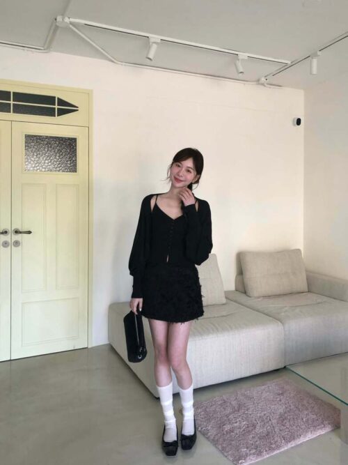 AB20 愛蜜莉的優雅針織背心+微露肩設計款小外套set