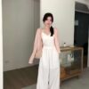 AC09 Mandy曼蒂的羽毛蕾絲緞面v領bra top背心