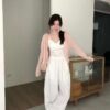 AC09 Mandy曼蒂的羽毛蕾絲緞面v領bra top背心