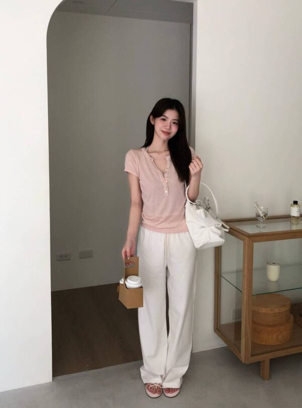 AC07 Eileen愛麗的貝殼捲邊柔軟天絲棉上衣