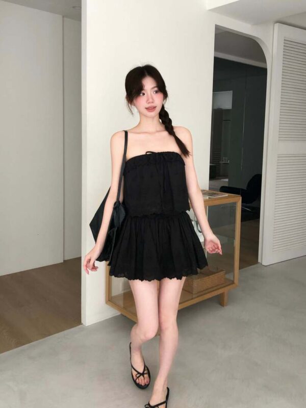 AC11 Cassie卡西的柔軟小花蕾絲平口蝴蝶結背心