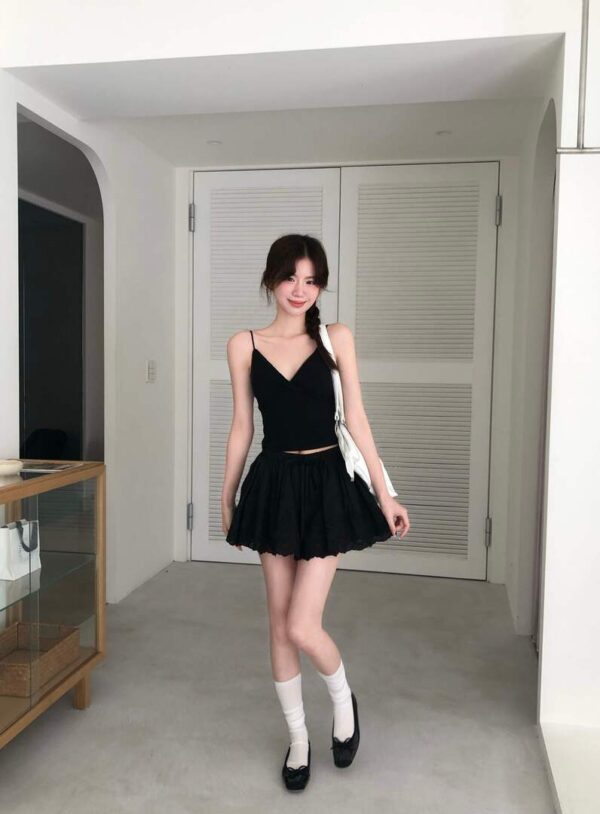 AC12 Fairy菲兒的巴黎小花蕾絲鬆緊腰短裙