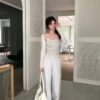 1 (92) AC03 Elodie艾洛蒂的薄款柔軟直細坑條綁帶外套