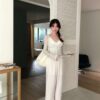 AC19 Nina妮娜的濟州島彈力小碎花直筒長褲