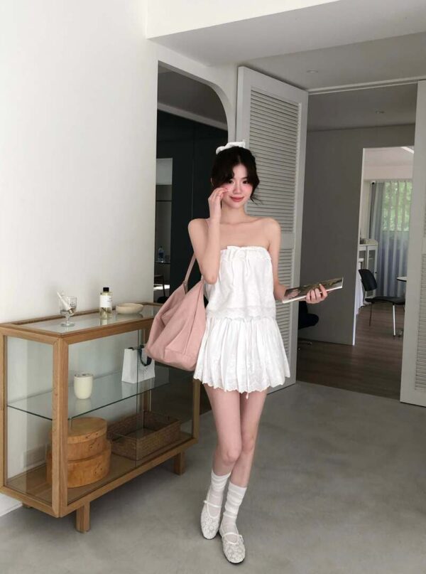 AC11 Cassie卡西的柔軟小花蕾絲平口蝴蝶結背心
