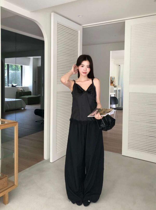 AC06 Rosalie羅莎莉的柔霧緞面蝴蝶結玫瑰蕾絲背心