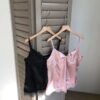 AC06 Rosalie羅莎莉的柔霧緞面蝴蝶結玫瑰蕾絲背心