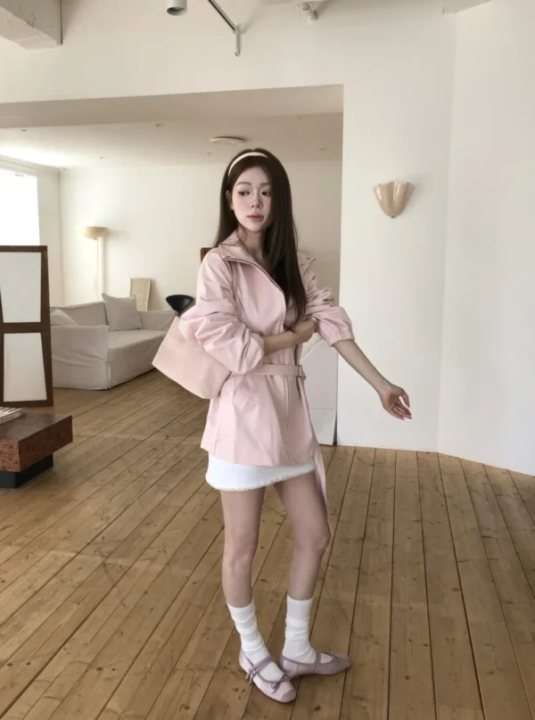 AD16 Florence芙蘿倫絲的柔霧玫瑰風衣